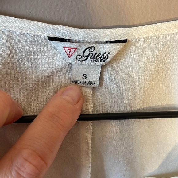 Vintage Guess Off White Sheer Blouse with Bottom Tie-S - Picture 4 of 8